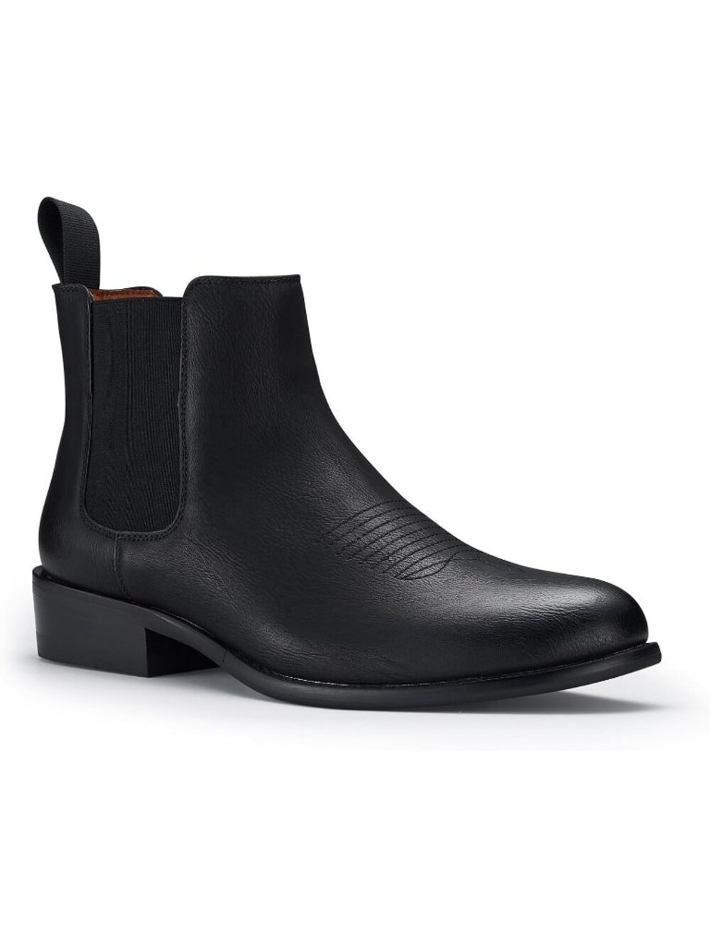Men's Black Snip Toe Chelsea Biker Style Dress Ankle Cowboy Pull On Western Boot